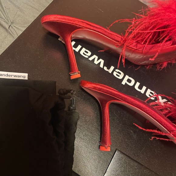 Alexander Wang Vibrant Red Feathered Heels - Picture 3 of 4